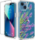 GiiKa iPhone 13 Case with Screen Protector, Clear Full Body Protective Floral Girls Women Shockproof Hard Case Purple