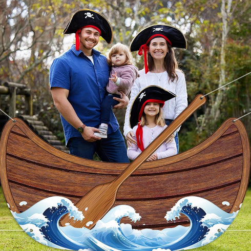 Afniimyapt Nautical party Decoration Boat Photo Booth Prop Canoe Fabric Photo Banner Backdrop Sailor party decor Sailor