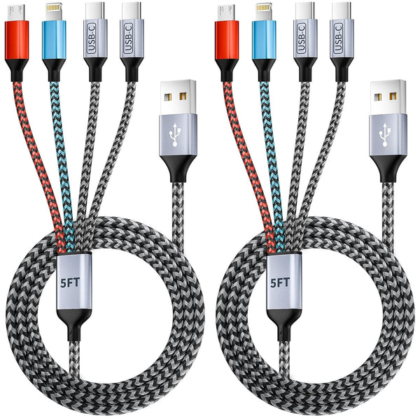 Jogrytece Dual Type-C Ports USB Multi Charging Cable Cord, 4 in 1 Charging