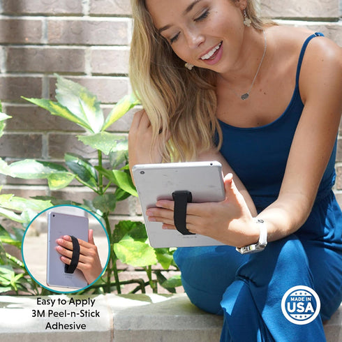 LOVEHANDLE (LHT-01-Black) Tablet/XL Grip for Most Tablets and Large Smartphones, Black Elastic Strap Finger Grip