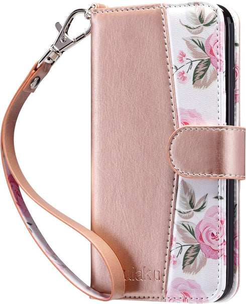 ULAK Wallet Case for iPhone SE 3(2022)/SE(2020)/8/7 - Premium Floral PU Leather Flip Case with Card Holder