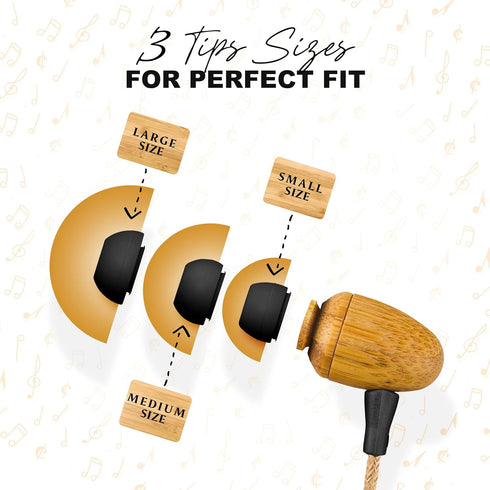 Earth-Budz Wood Earbuds, Hand-Crafted Bamboo with Microphone and Natural Hemp Cord, Lightweight