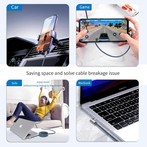 3.5mm Audio Cable 3FT Male to Male, Right Angle Aux Cord, Nylon Braided, Compatible with Beats and iPhone