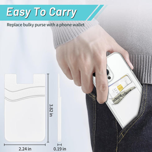 SHANSHUI Phone Wallet, Credit Card Holder for Back of Phone Case, Stick on ID Business Cards (3 Pack Black Grey White)