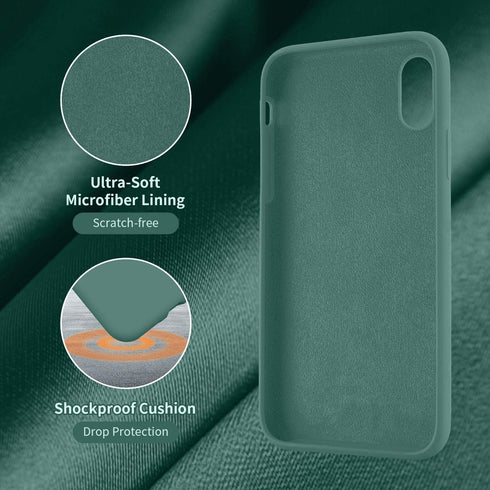 Cordking iPhone XR Case, 6.1" Ultra Slim Silicone, Shockproof with Soft Anti-Scratch Microfiber Lining, Midnight Green