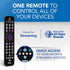RCA 4-Device Universal Rechargeable Streaming Remote Control for TV, Audio, Soundbar, Streaming Devices, Ultra-Slim