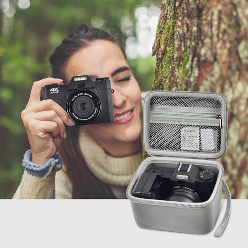 Vlogging Camera Case Compatible with Duluvulu/VJIANGER/JGIPL/TEBNGIHNM 4K Digital Cameras for Youtube, Grey