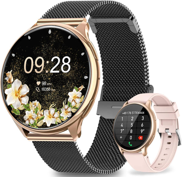 GADIXY Smart Watch for Women, 1.3" HD Touch Screen, IP68 Waterproof, AI Voice, Sleep Monitor, Heart Rate, Android iOS