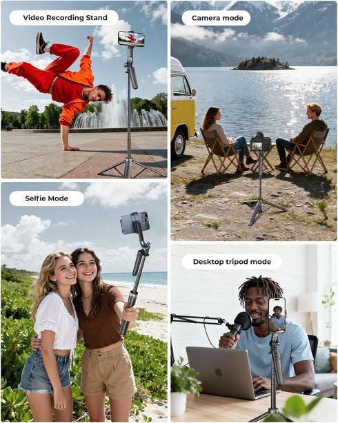 Fuloview 72" Phone Tripod, Tripod for iPhone with Wireless Remote Control, Portable Selfie Stick for iPhone, Live