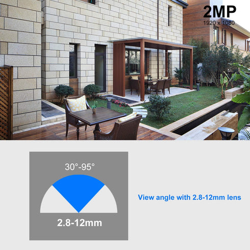 HD 1080P Analog CCTV Security Dome Camera 4-in-1 (TVI/AHD/CVI/CVBS) Outdoor, 2.8mm-12mm Varifocal Lens, Weatherproof
