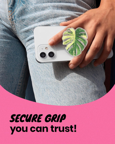 On The Grip OnTheGrip Compatible with Magsafe Magnetic Cute Acrylic Tropical Leaf Design Collapsible Mobile Phone Grip