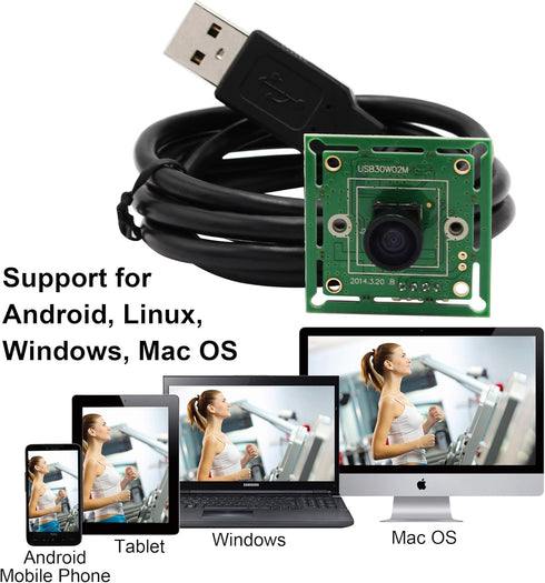 ELP VGA Super Mini Wide Angle USB Camera Module, 120-degree Lens, 480P 60fps UVC USB2.0 for Industrial PC