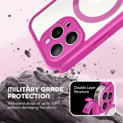 TIESZEN iPhone 15 Pro Max Case, Rose Red - Dustproof, MagSafe Compatible, 9H Tempered Glass & Privacy Screen Protectors.