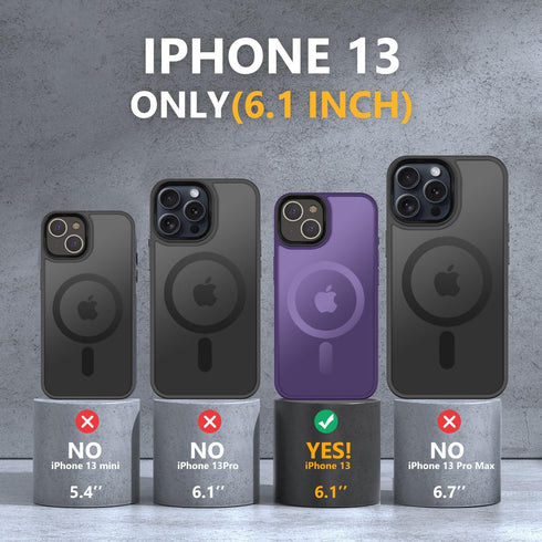 MOCCA Strong Magnetic iPhone 13 Case, Deep Purple Slim Shockproof, Compatible with MagSafe, Screen & Camera Protectors