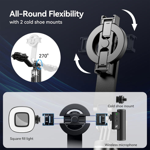 Fourpillars 54" 2 1 Magnetic Phone Tripod, Portable Selfie Stick Tripod for iPhone Magsafe with Rechargeable Remote