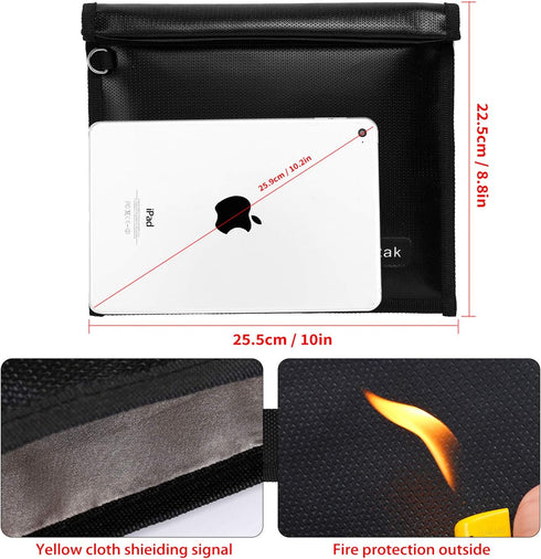Faraday Bag, Signal Isolation Bag for Phones, Fireproof Shield Pouch Prevents Hacking, Tracking, NFC/WiFi/Bluetooth