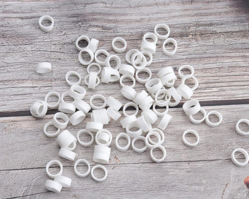 200 Pcs Silicone Cable Ties, 12 MM OD Reusable Rubber Bands for Home Office School Wire Cord Management (White)