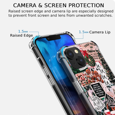 iPhone 15 Christmas Aesthetic Case, Trendy Winter Holiday TPU Bumper Cover, Festive Design for iPhone 15.