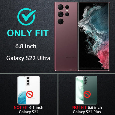 for Samsung Galaxy S22 Ultra Case, Military Grade Shockproof/Drop Proof/Dust Proof Case with 2Pcs Self Healing Flexible TPU Screen Protector & Camera Lens Protector (Black/Grey)