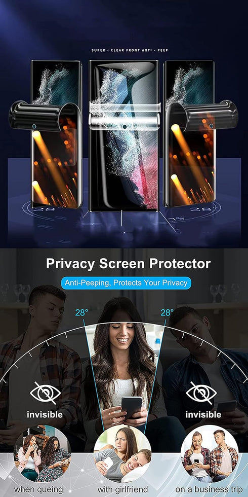 2pcs Flexible Privacy Hydrogel Film for Samsung Galaxy A53 5G 6.5" Anti-Spy TPU Screen Protector Touch Sensitive