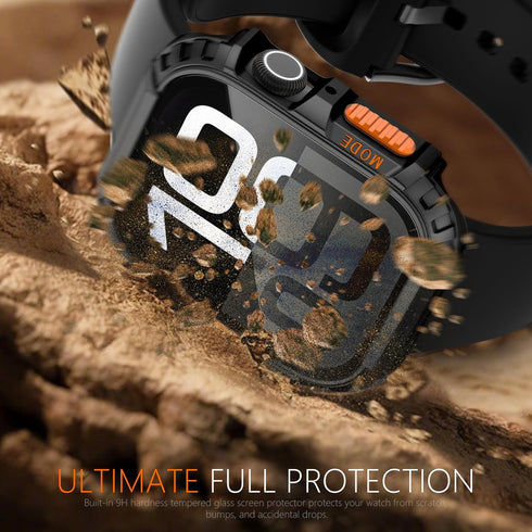 FULLIFE 11/10 46mm Waterproof Cover for Apple Watch Series Case | Rugged Bumper | with Screen Protector | for Men Women