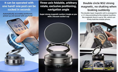 Generic 361 Vacuum Magnetic Car Phone Holder Adjustable Foldable Portable Magnetic Phone Holder for Car