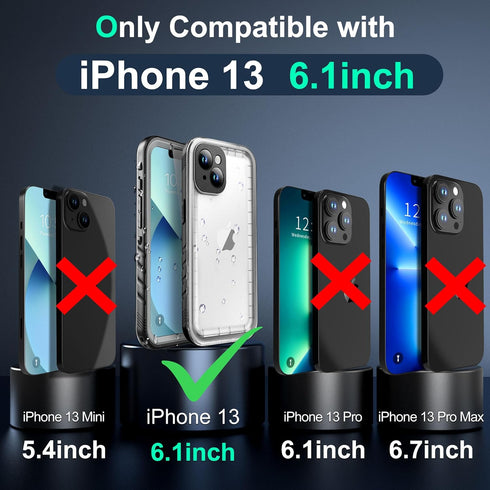 SOKUSIN Waterproof Case for iPhone 13, Shockproof Drop Proof Dustproof Clear Phone Case with Built-in Screen & Camera
