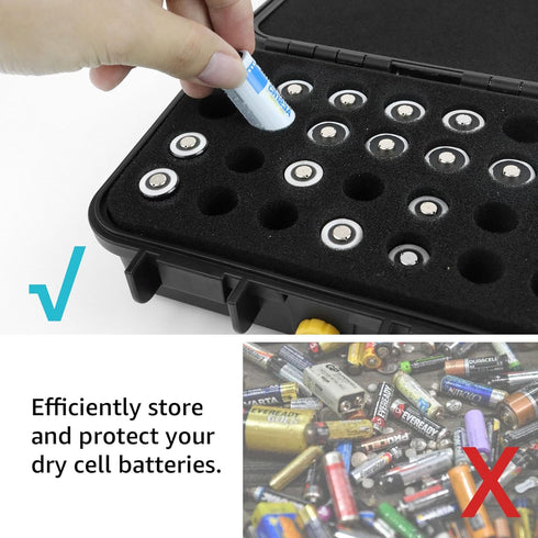 CR2 CR123A Lithium Battery Organizer Case, 28 Slots, Waterproof Hard Case for CR17345/CR16340/CR18350, Explosionproof