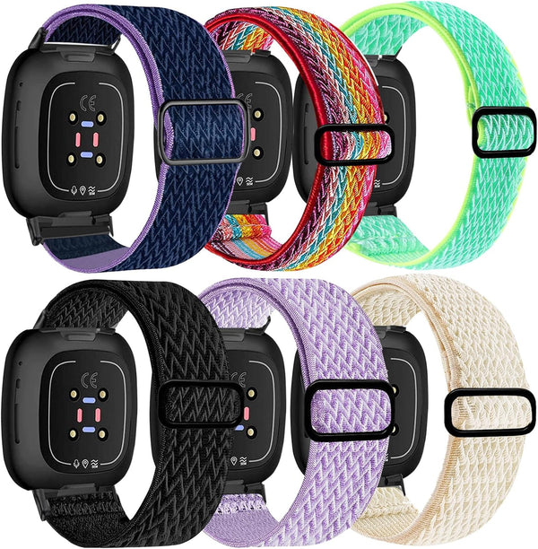 Elastic Bands for Fitbit Versa 4 & Sense 2, Adjustable Stretchy Straps Replacement for Versa 3 & Sense Bands