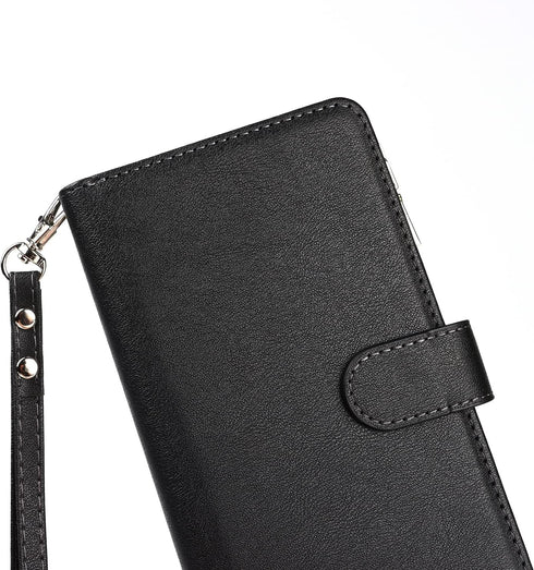 Jaorty Wallet Case Compatible with iPhone 7/8/iPhone SE 2nd 2020, 9 Card Slots, Wrist Strap, Stand Feature, Zipper Cash