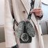 3D Bunny Ears Plush Case for Samsung Galaxy A12 with Crossbody Strap, Winter Warm Handmade Soft Rabbit Cover, Grey