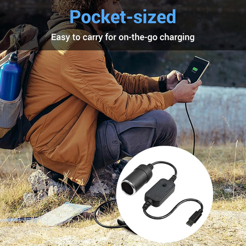 USB C Male to 12V Adapter, USB to Car Cigarette Lighter Socket Converter Cable