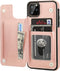 OT ONETOP Wallet Case for iPhone 11 Pro Max, Rose Gold, PU Leather, Card Holder, Kickstand, Shockproof Cover, 6.5 Inch