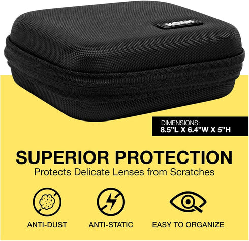 Koah Hard Shell Camera Filter Case for 8 Filters, Protective Organizer with Inner Padded Design