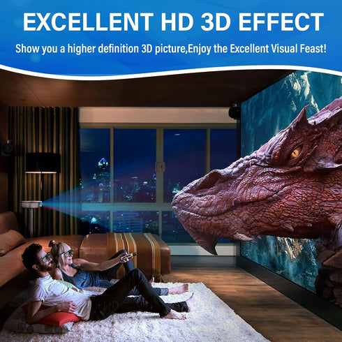 EKYLIN 3D 3D Glasses, Active Shutter Rechargeable Eyewear for DLP-Link Projectors Cocar Toumei