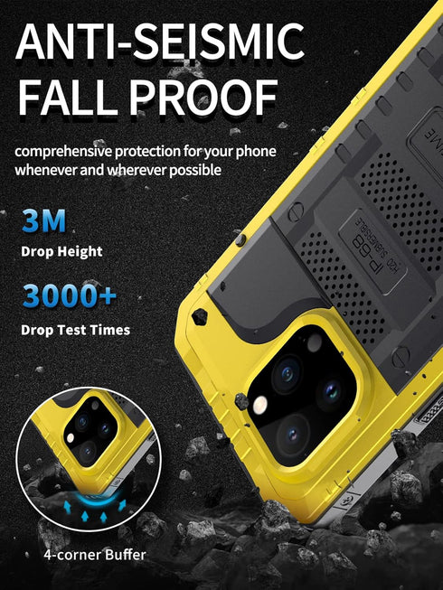 Unitedtime Waterproof Case for iPhone 14 Pro Max, Built-in Screen Protector, Rugged Hard Silicone, Military Grade, 6.7