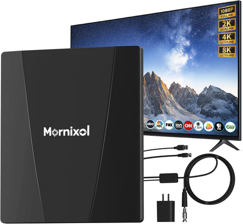 Mornixol TV Antenna Indoor, Digital Outdoor TV Antenna with Signal Booster, 100 Miles