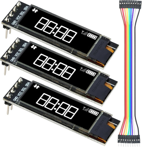 MTDELE 3Pcs OLED Display 0.91 Inch IIC DC 3.3V-5V 4Pin White OLED Screen