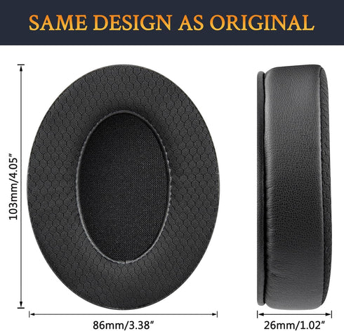 SOULWIT Replacement Earpads for HyperX Cloud 1/2/Pro/Core/Alpha/Alpha S/Flight/Stinger, Noise Isolation Foam, MF Black