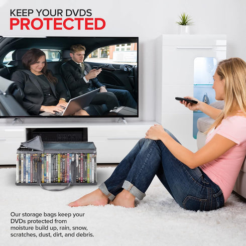 Stock Your Home DVD Storage Bags Set of 2, Media Organizer for DVDs, CDs, Blu Ray Discs, Clear Plastic Holders