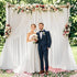 GUANSEN 10 8FT * White Pearl Tulle Double Layered Backdrop Curtain with Lights String and Lining Fabric for Wedding