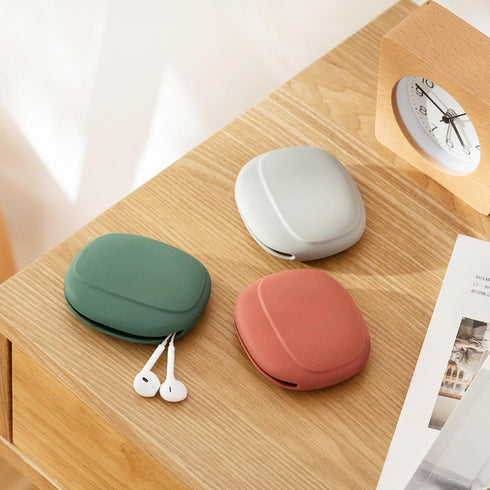 3 Pcs Silicone Headphone Organizer, Portable Wired Headphone Storage Case for Cell Phone Accessories (Red-Gray-Green)