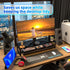 Simple Trending 2-Tier Metal Dual Monitor Stand Riser, Black Computer Office Desktop Organizer with Mouse Pad