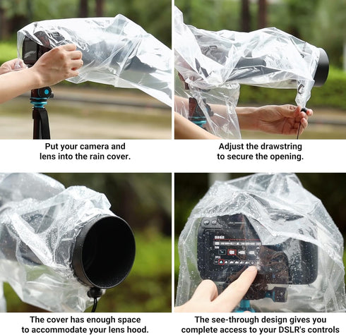 DSLR Camera Rain Cover JJC Rain Coat Sleeve Protector for Canon Nikon Fujifilm Sony Olympus Panasonic Pentax Sigma with