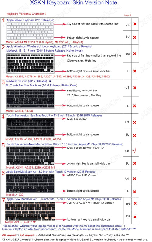 XSKN Spanish Language Black Silicone Keyboard Cover Skin for 2019 New MacBook Pro 16 inch A2141 & 2020 New MacBook Pro