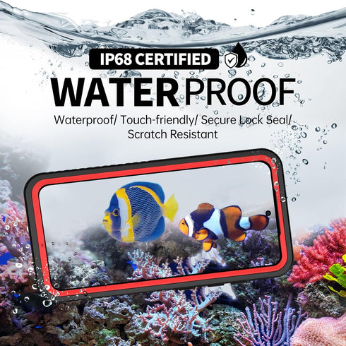BEASTEK Galaxy S23 Plus Waterproof Case, Shockproof Dustproof IP68 Underwater, Built-in Screen Protector, Red