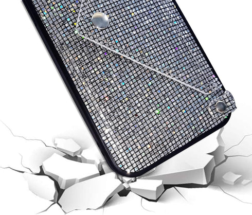 Omorro Glitter Diamond Sequins Wallet Case with Shiny Crossbody Chain for iPhone 12 Pro Max