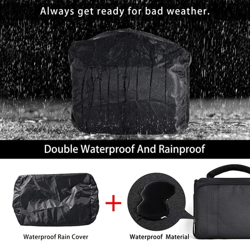FOSOTO Waterproof Shoulder Camera Case Bag with Rain Cover, Compatible for Nikon D5600 D750 D3300 Canon Rebel SL2 T7i