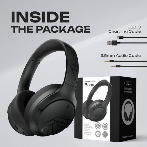 PowerLocus Bluetooth Over Ear Headphones, 60H Playtime, 4 EQ Modes, Hi-Fi Stereo Deep Bass for Travel, PC, Phones