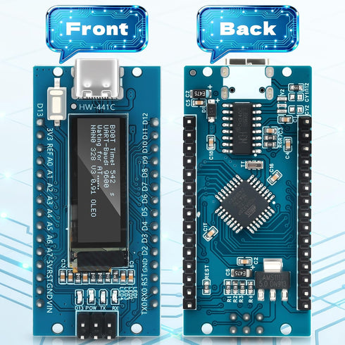 Meshnology 1Pcs V3.0 ATmega328P 0.91 inch 128 32 CH340C Nano Board with * Pixel OLED Display Chip Microcontroller